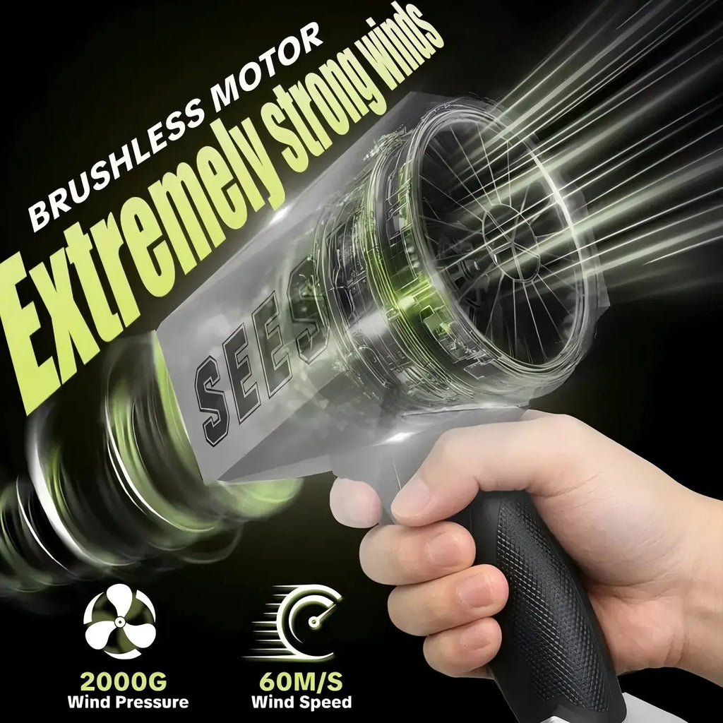 Turbo Cordless Air Duster & Leaf Blower, 120 MPH+ Strong Jet Fan with Brushless Motor, Perfect for Car Drying, Snow Removal, & Cleaning